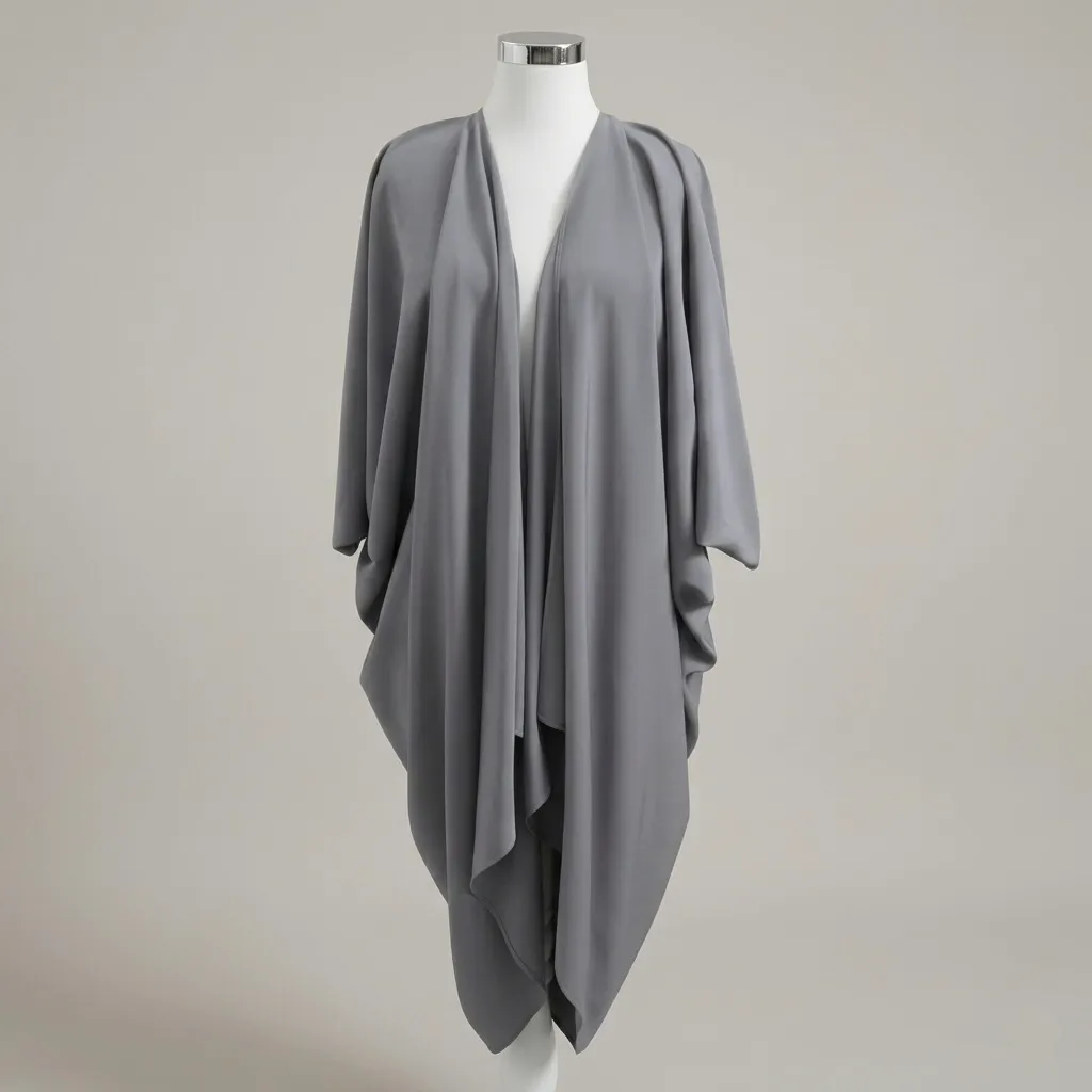 Grey draped open-front waterfall cardigan